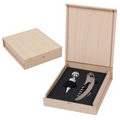 Light Wood Colored Case with Wine Opener and Stopper Set